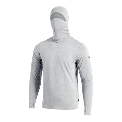 Color:Light Heather Grey-Florence Airtex Balaclava Long Sleeve Hooded Shirt