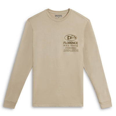 Color:Tan-Florence Decal Long Sleeve T-Shirt